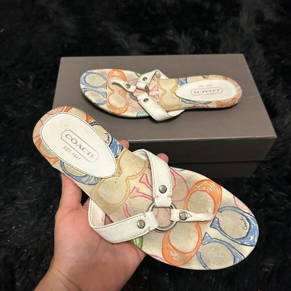 COACH white sandals flip flops shoes women’s 6.5 - Picture 5 of 6